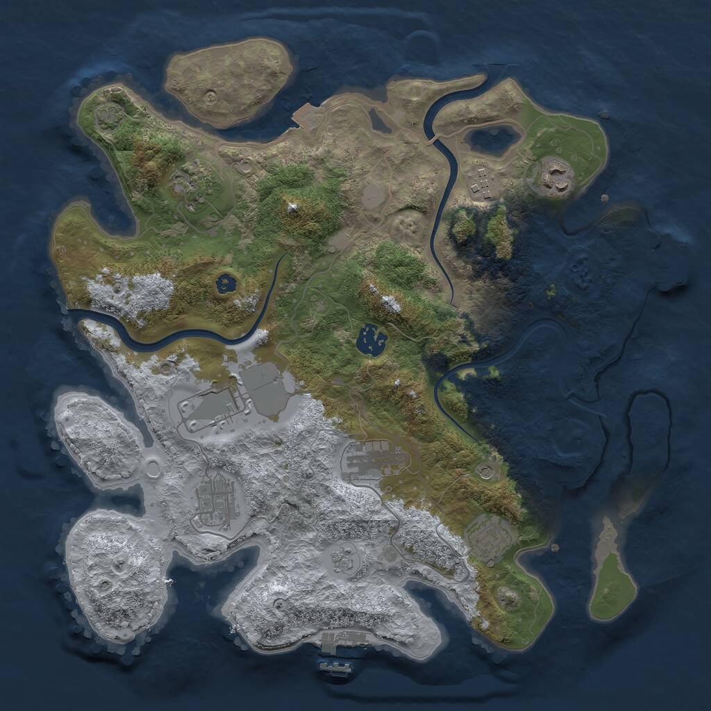 Rust Map: Procedural Map, Size: 3500, Seed: 4073041, 14 Monuments