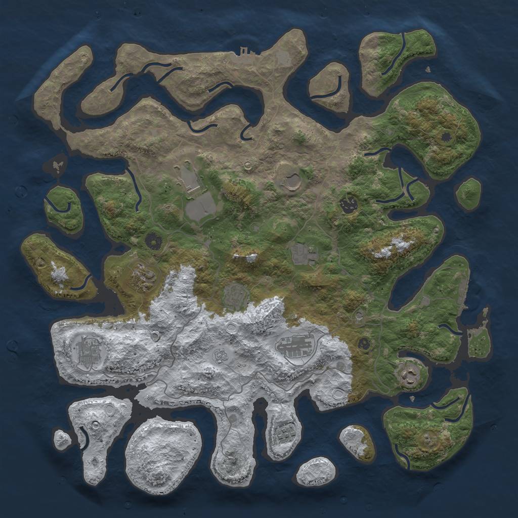 Rust Map: Procedural Map, Size: 4500, Seed: 5324758, 19 Monuments