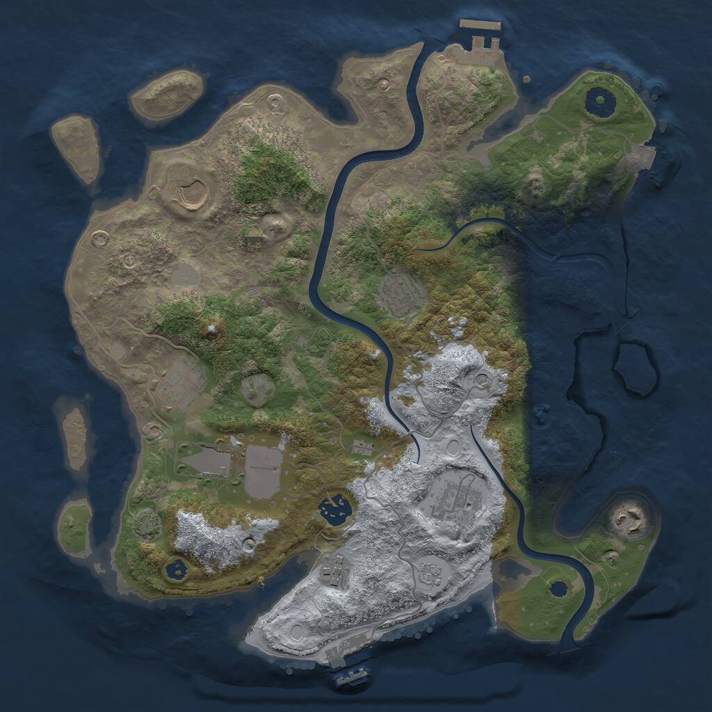 Rust Map: Procedural Map, Size: 3500, Seed: 2558058, 14 Monuments