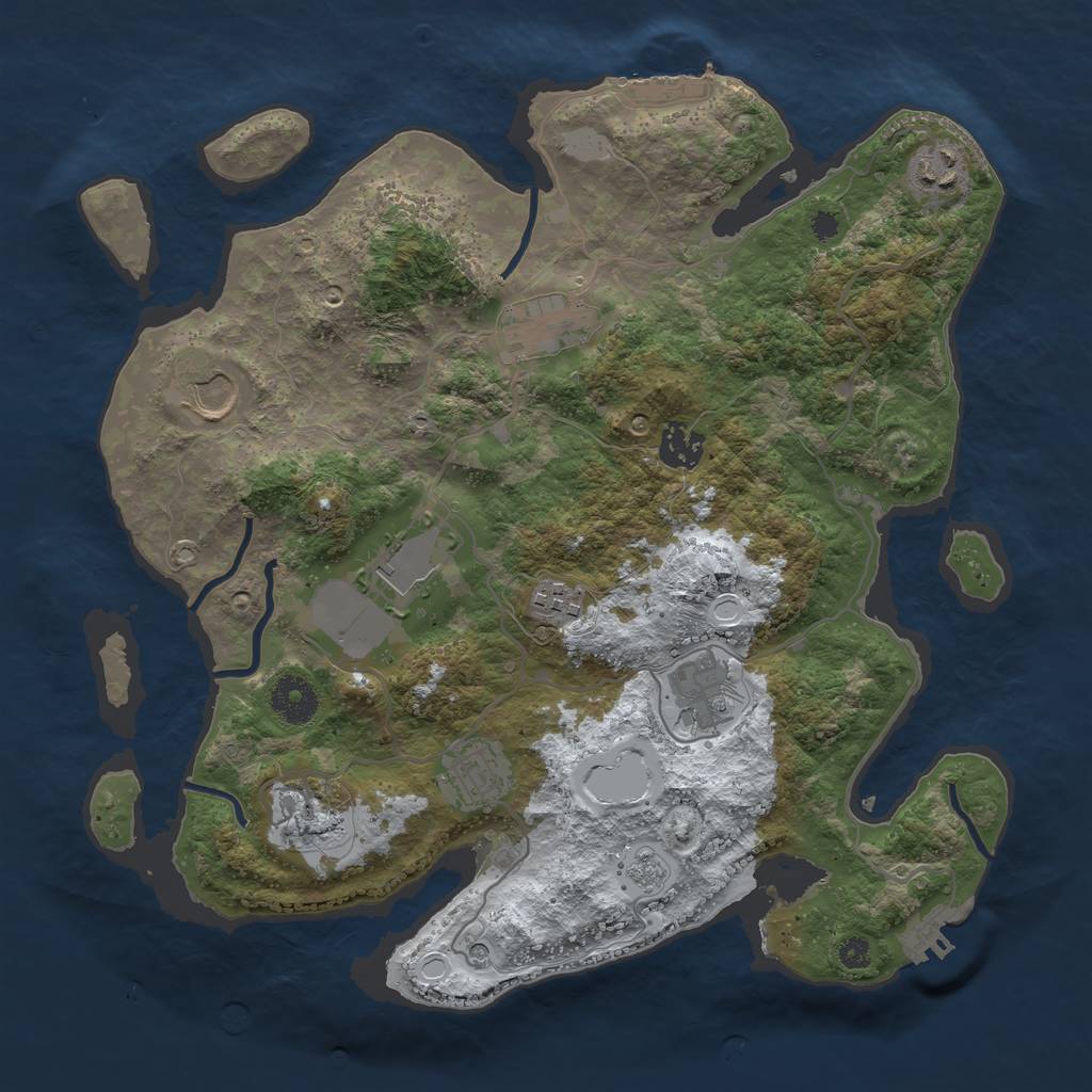 Rust Map: Procedural Map, Size: 3500, Seed: 2558058, 18 Monuments