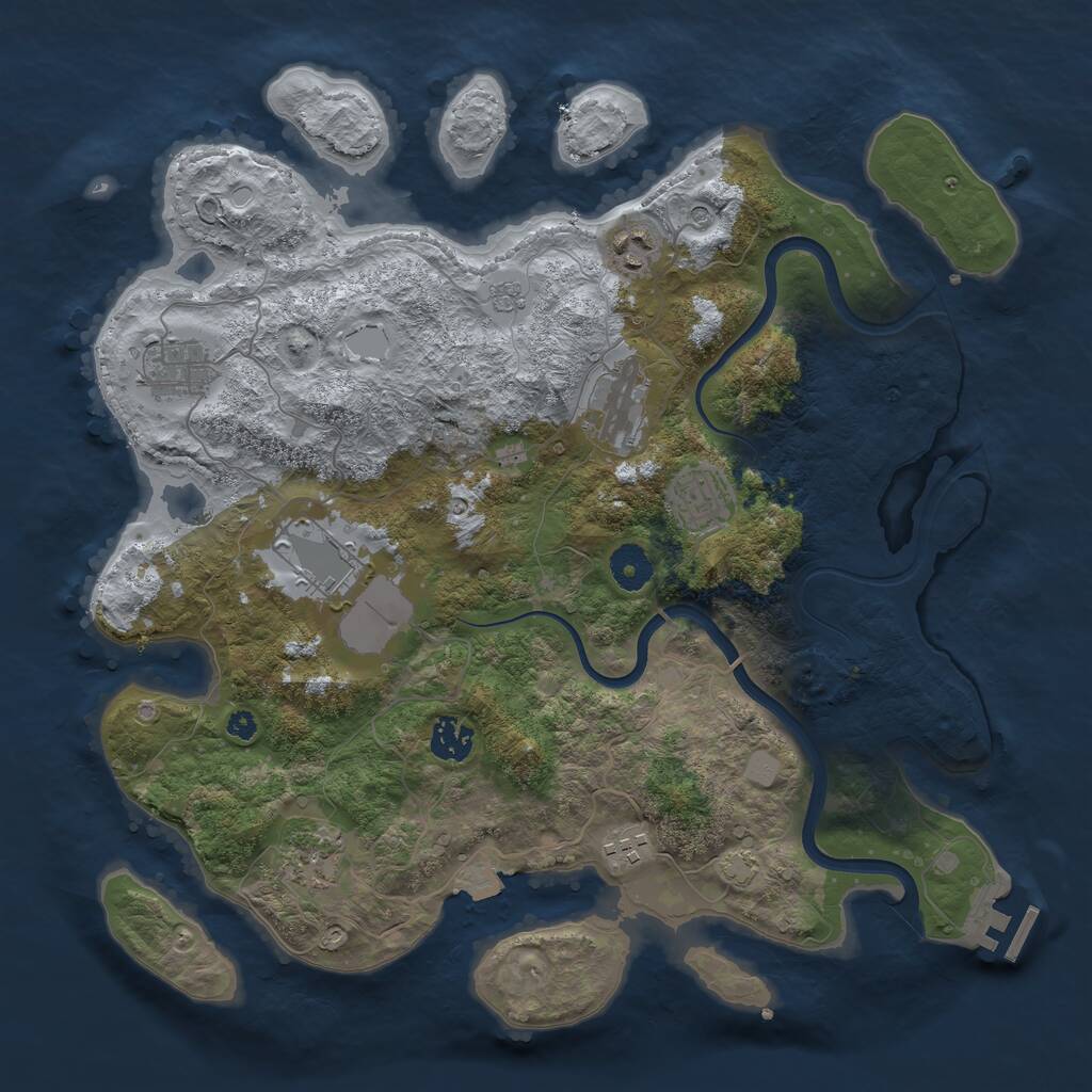 Rust Map: Procedural Map, Size: 3750, Seed: 31728, 13 Monuments