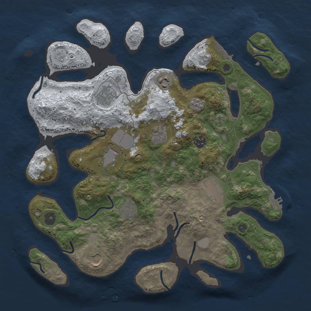 Rust Map: Procedural Map, Size: 3750, Seed: 31728, 17 Monuments