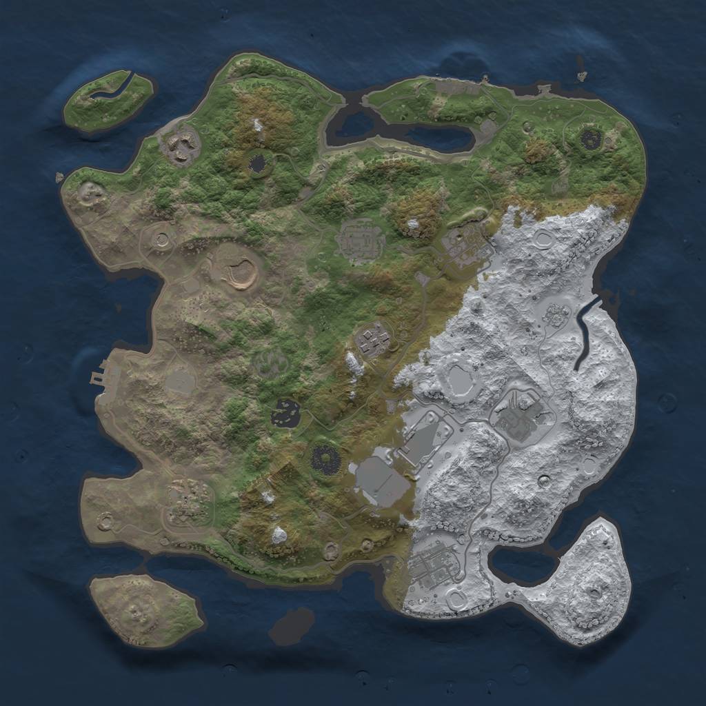 Rust Map: Procedural Map, Size: 3500, Seed: 4420683, 19 Monuments