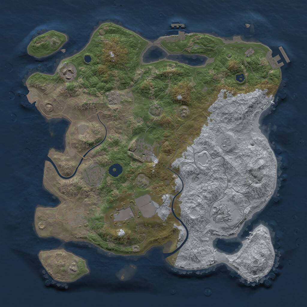 Rust Map: Procedural Map, Size: 3500, Seed: 4420683, 13 Monuments