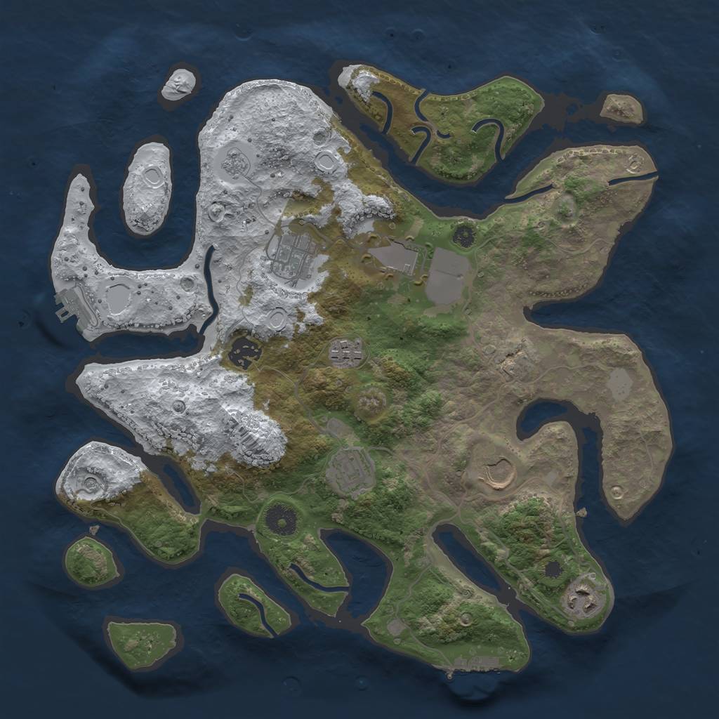 Rust Map: Procedural Map, Size: 3500, Seed: 1523553, 16 Monuments