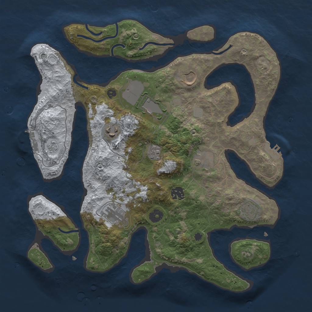 Rust Map: Procedural Map, Size: 3500, Seed: 1277400, 16 Monuments