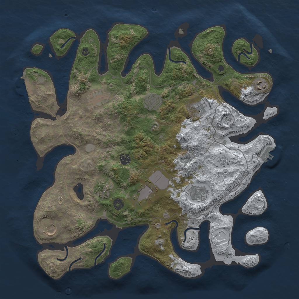 Rust Map: Procedural Map, Size: 4000, Seed: 259617, 18 Monuments