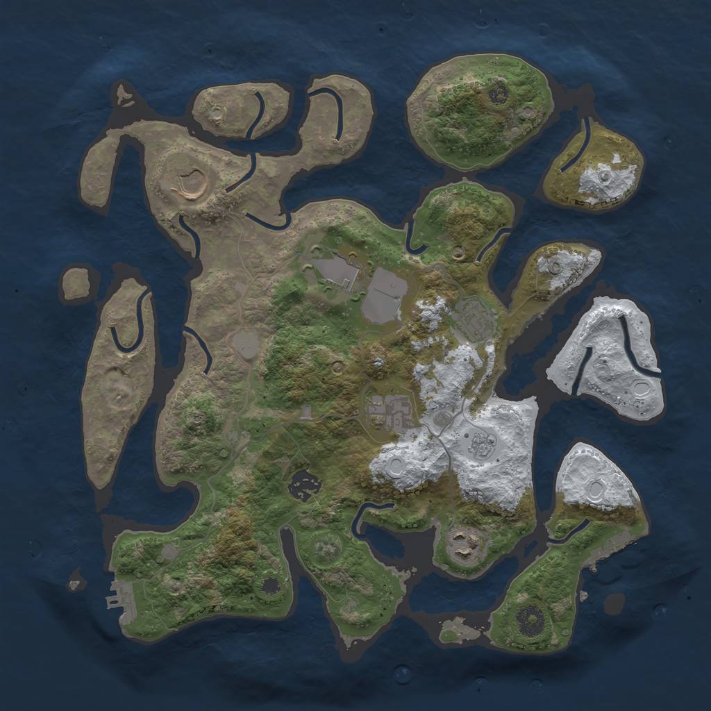 Rust Map: Procedural Map, Size: 3500, Seed: 5895871, 14 Monuments