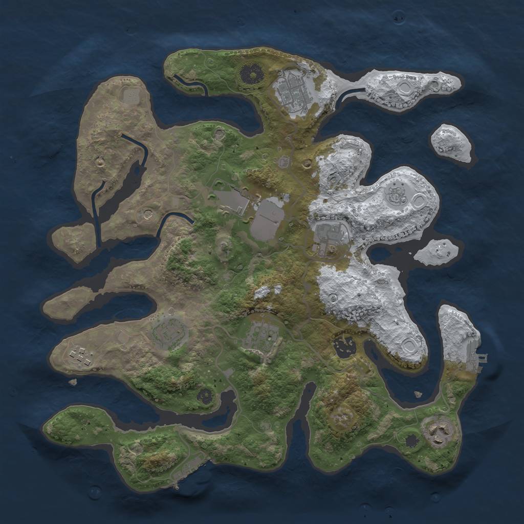 Rust Map: Procedural Map, Size: 3500, Seed: 268213, 17 Monuments