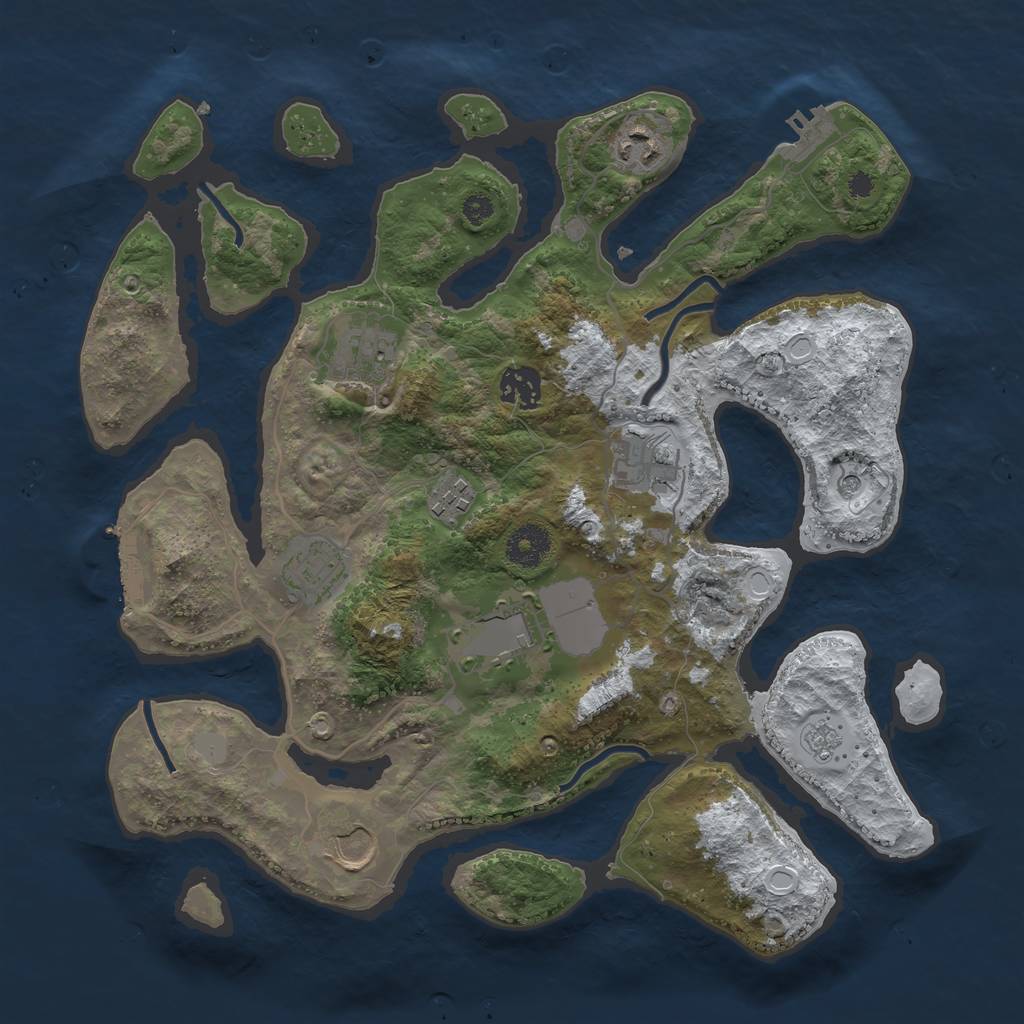 Rust Map: Procedural Map, Size: 3500, Seed: 1367718, 17 Monuments