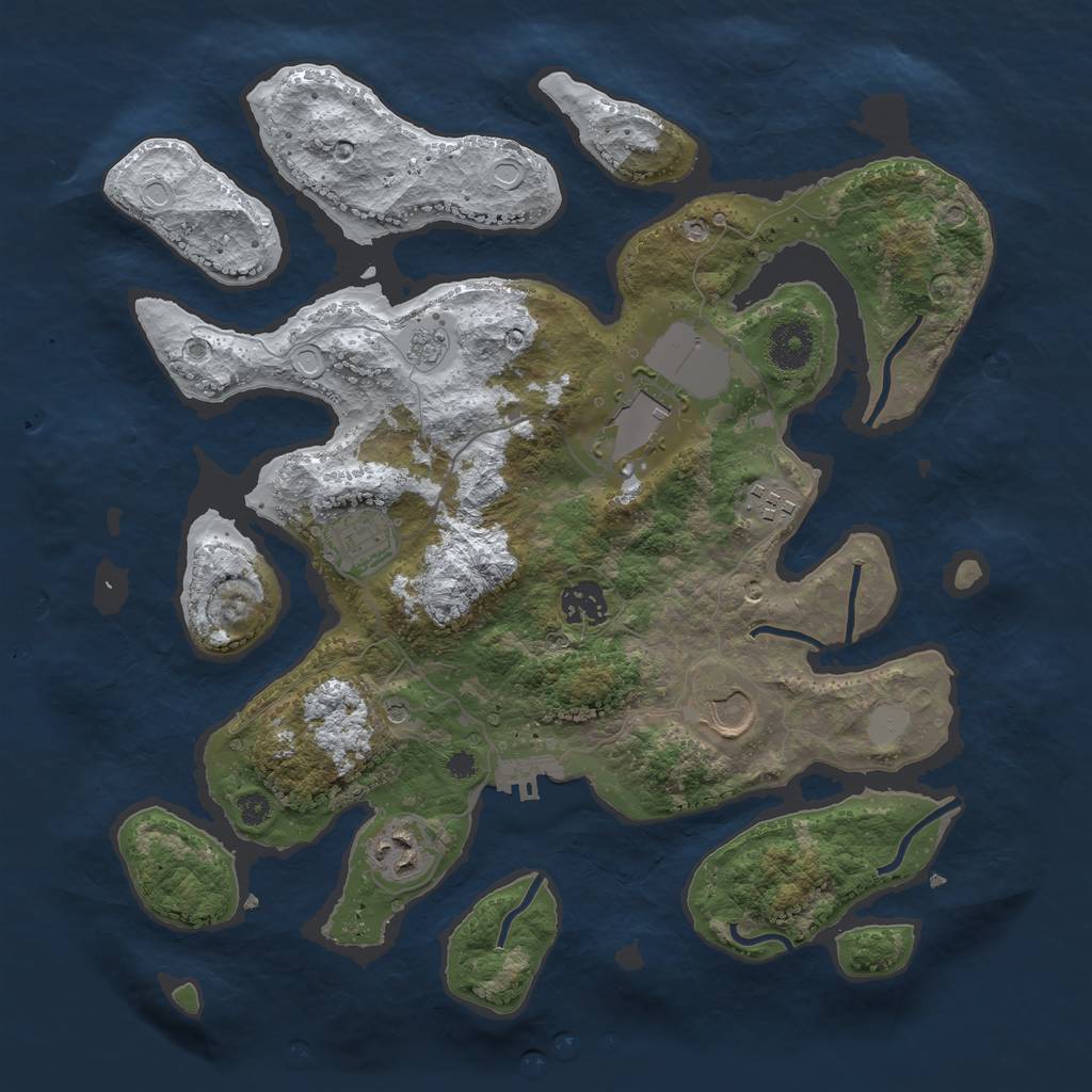 Rust Map: Procedural Map, Size: 3500, Seed: 6093749, 14 Monuments