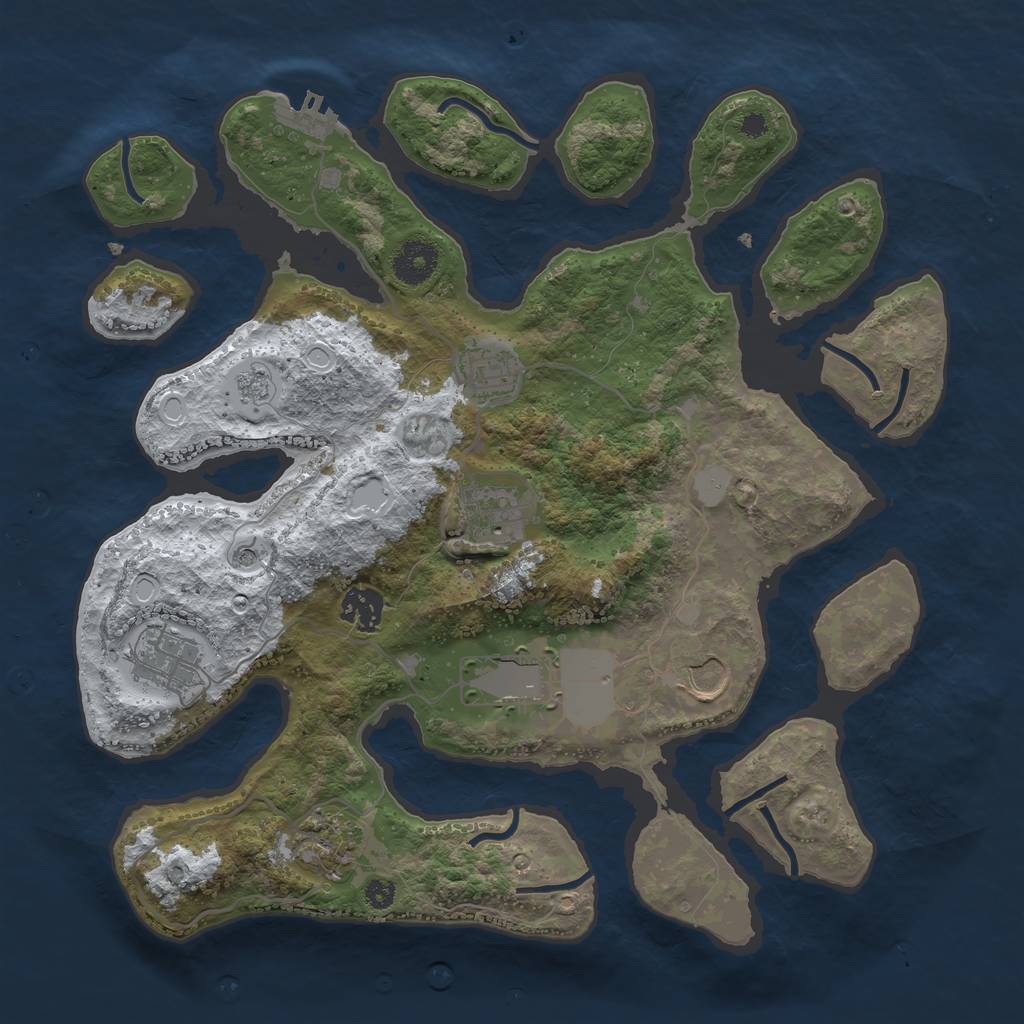 Rust Map: Procedural Map, Size: 3500, Seed: 1328780, 15 Monuments