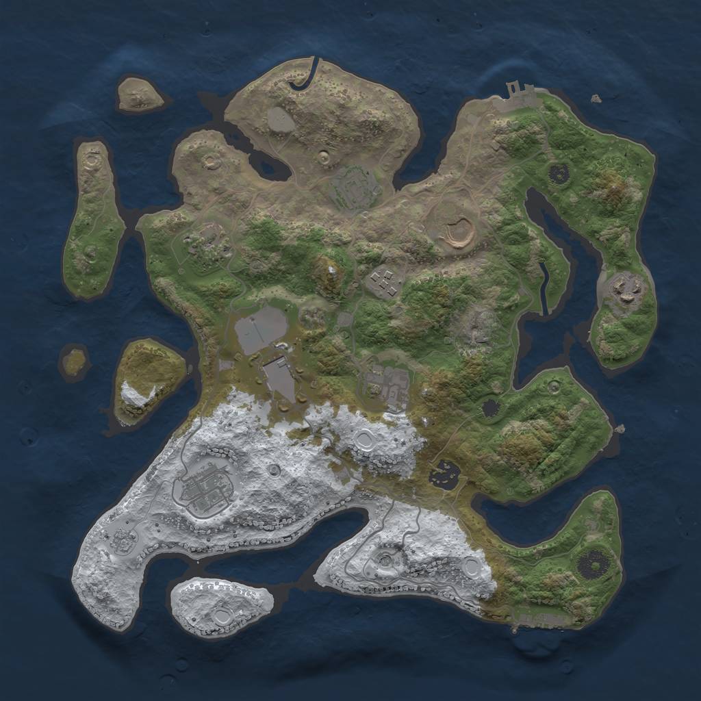Rust Map: Procedural Map, Size: 3500, Seed: 1740465221, 18 Monuments