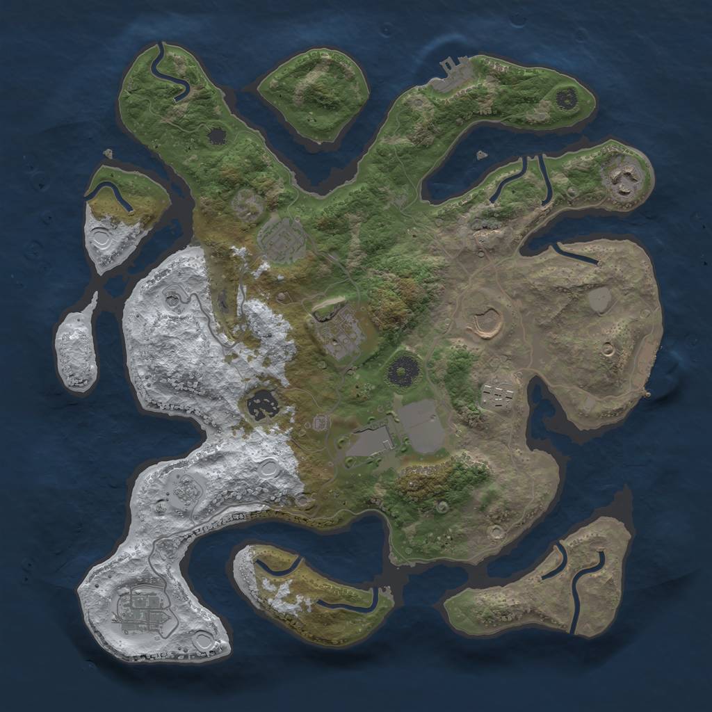 Rust Map: Procedural Map, Size: 3500, Seed: 2978367, 17 Monuments