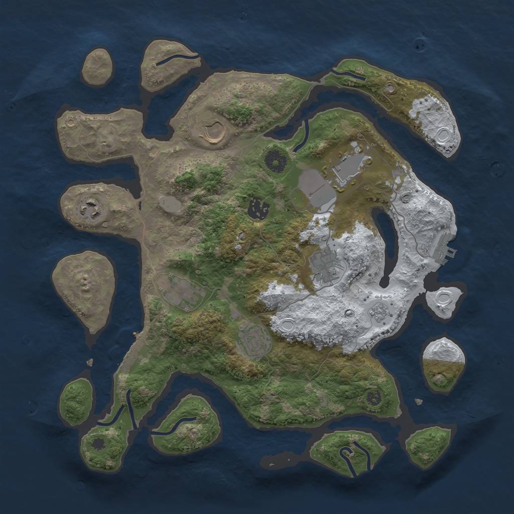 Rust Map: Procedural Map, Size: 3500, Seed: 728360674, 15 Monuments