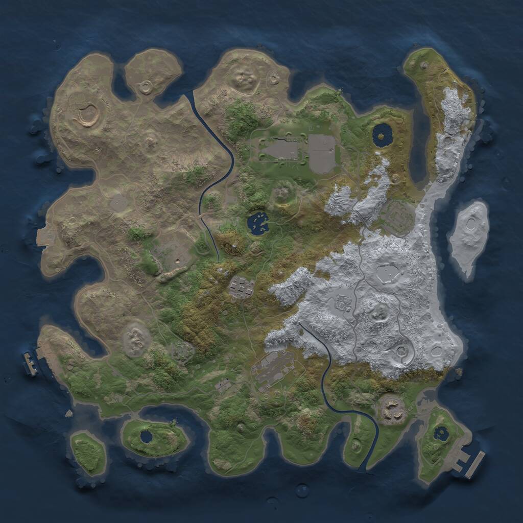 Rust Map: Procedural Map, Size: 3500, Seed: 3795234, 14 Monuments