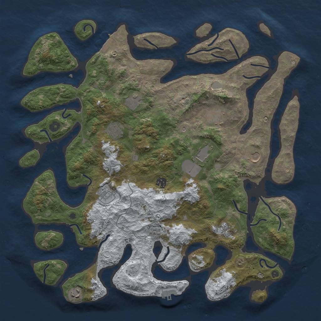 Rust Map: Procedural Map, Size: 4500, Seed: 253171812, 19 Monuments