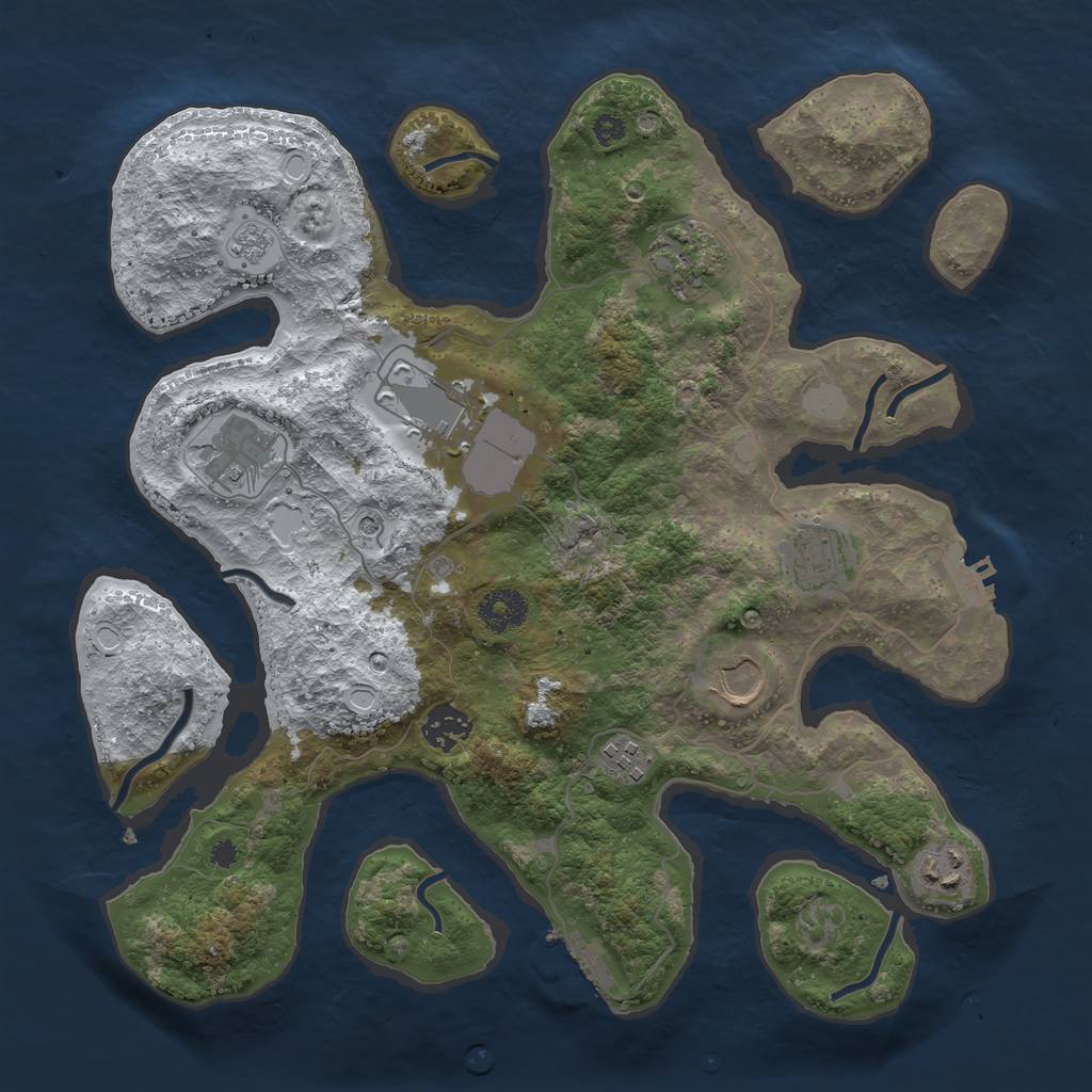 Rust Map: Procedural Map, Size: 3500, Seed: 4960837, 17 Monuments