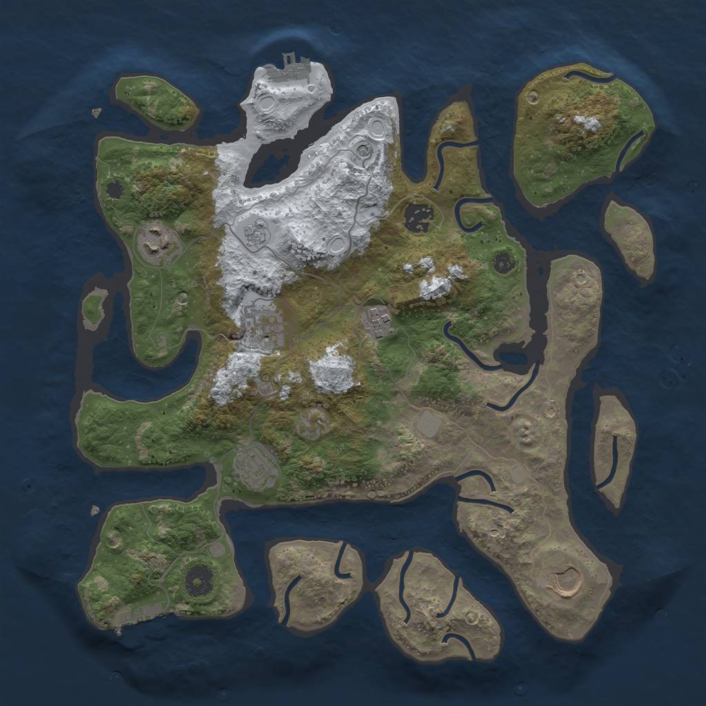 Rust Map: Procedural Map, Size: 3500, Seed: 2427471, 15 Monuments