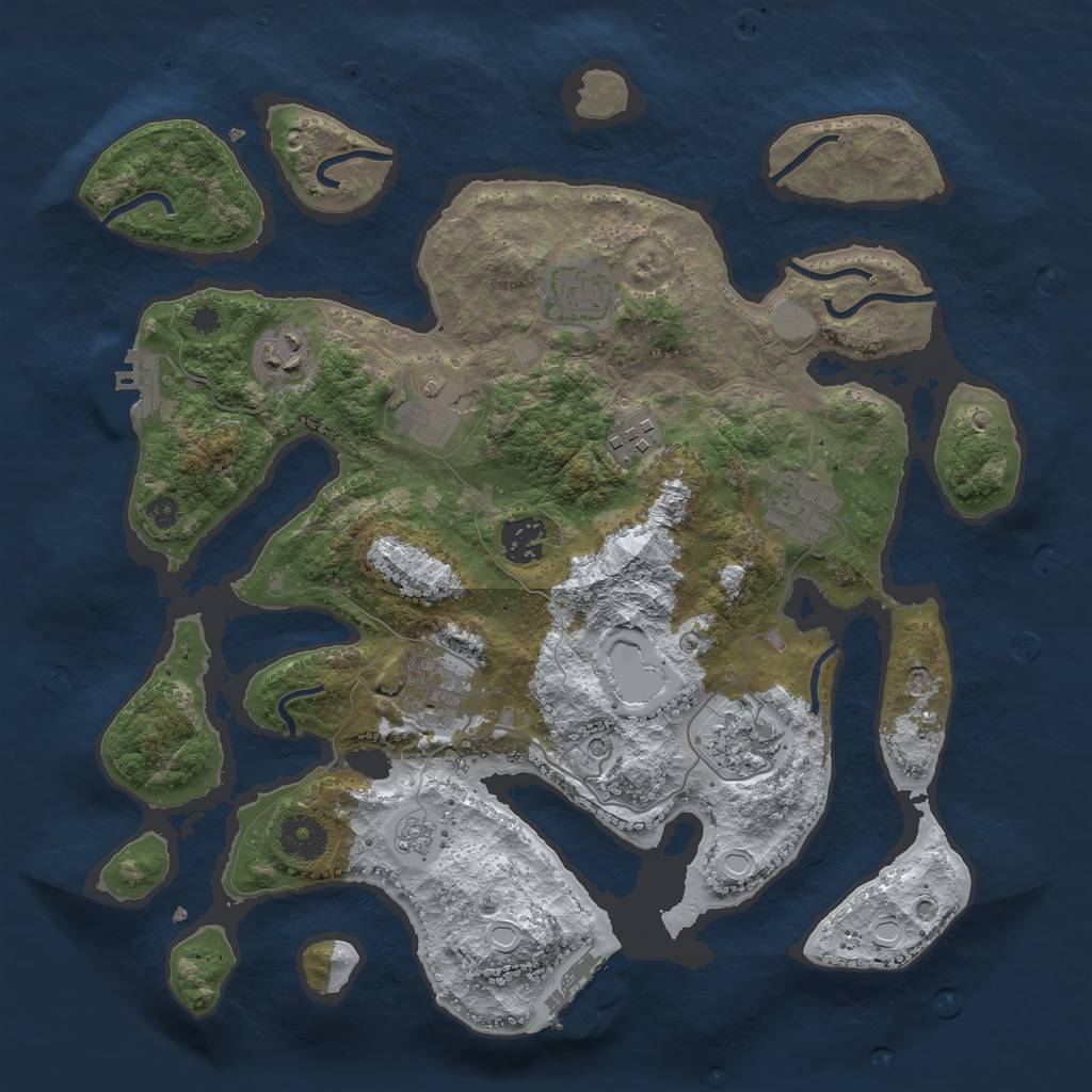 Rust Map: Procedural Map, Size: 3500, Seed: 2306342, 17 Monuments