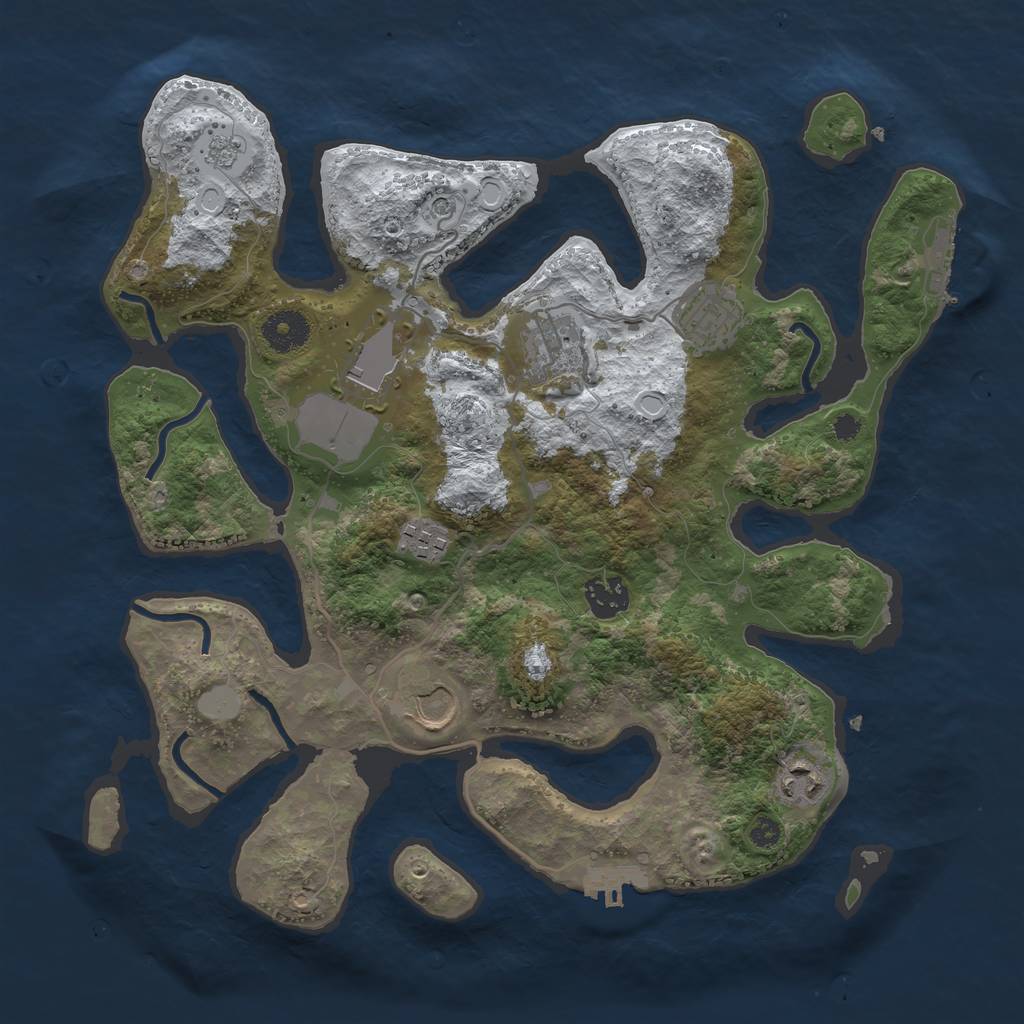 Rust Map: Procedural Map, Size: 3500, Seed: 3052671, 16 Monuments