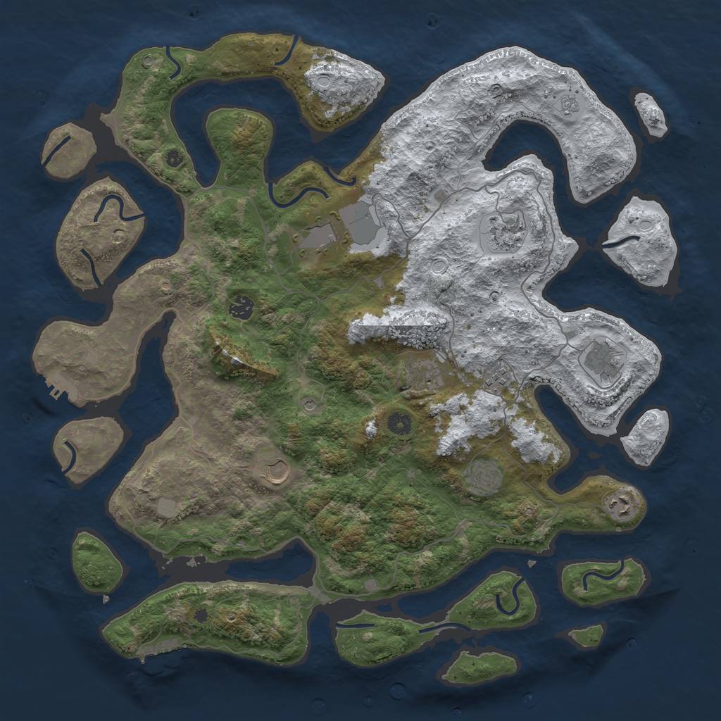 Rust Map: Procedural Map, Size: 4500, Seed: 71077181, 18 Monuments