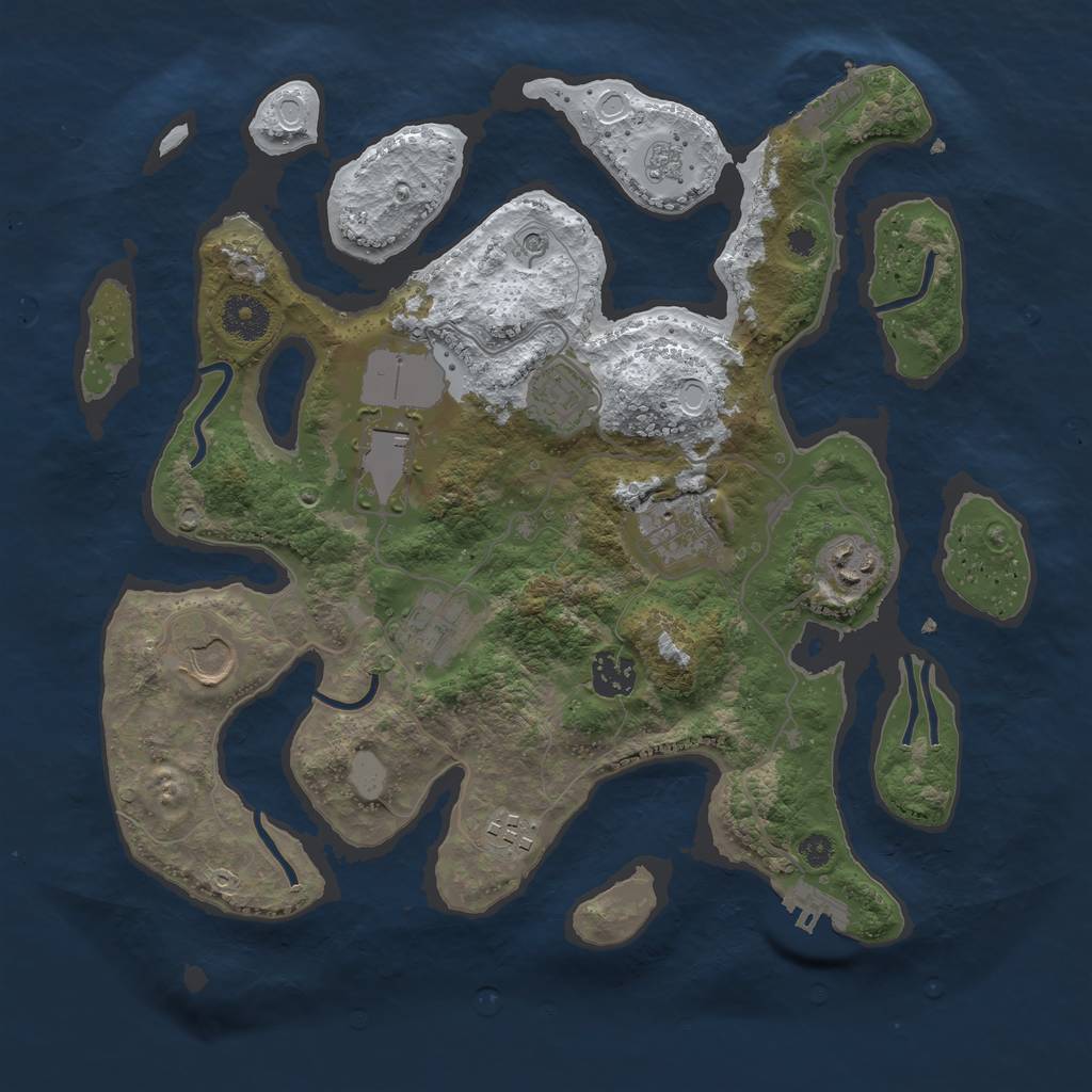 Rust Map: Procedural Map, Size: 3500, Seed: 4413638, 17 Monuments