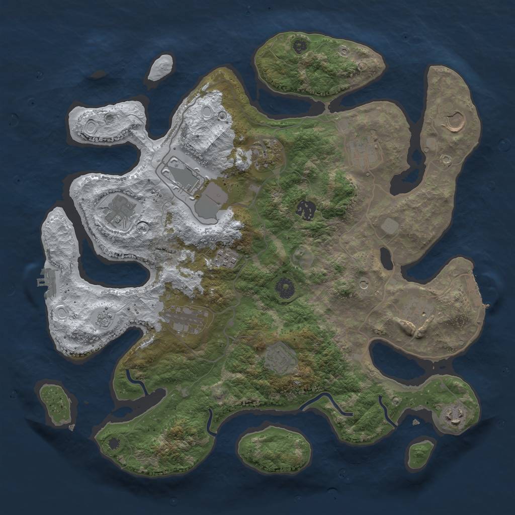 Rust Map: Procedural Map, Size: 3850, Seed: 2056585892, 20 Monuments