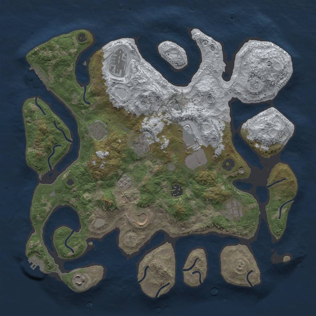 Rust Map: Procedural Map, Size: 3800, Seed: 1700337447, 18 Monuments