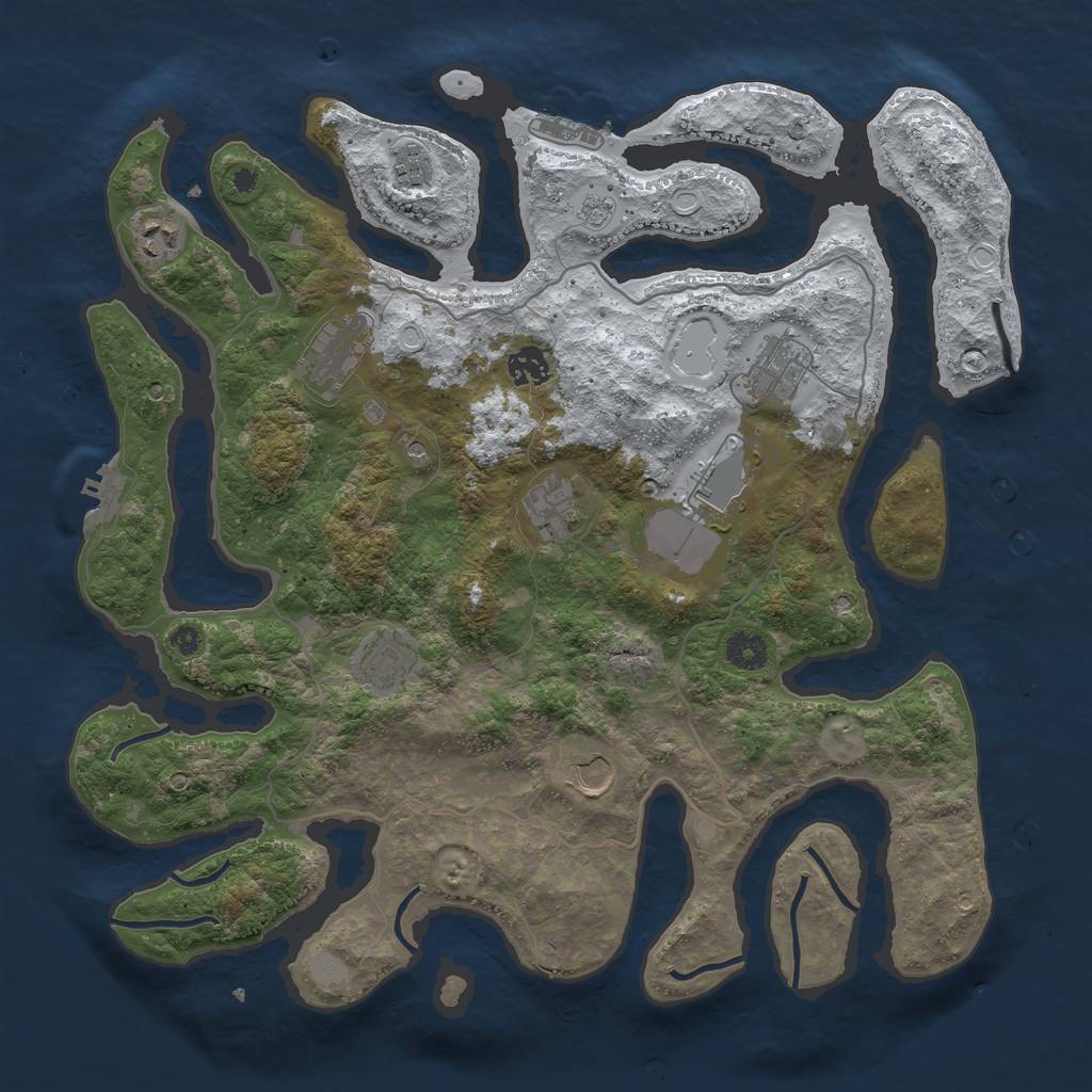 Rust Map: Procedural Map, Size: 4000, Seed: 1812, 18 Monuments