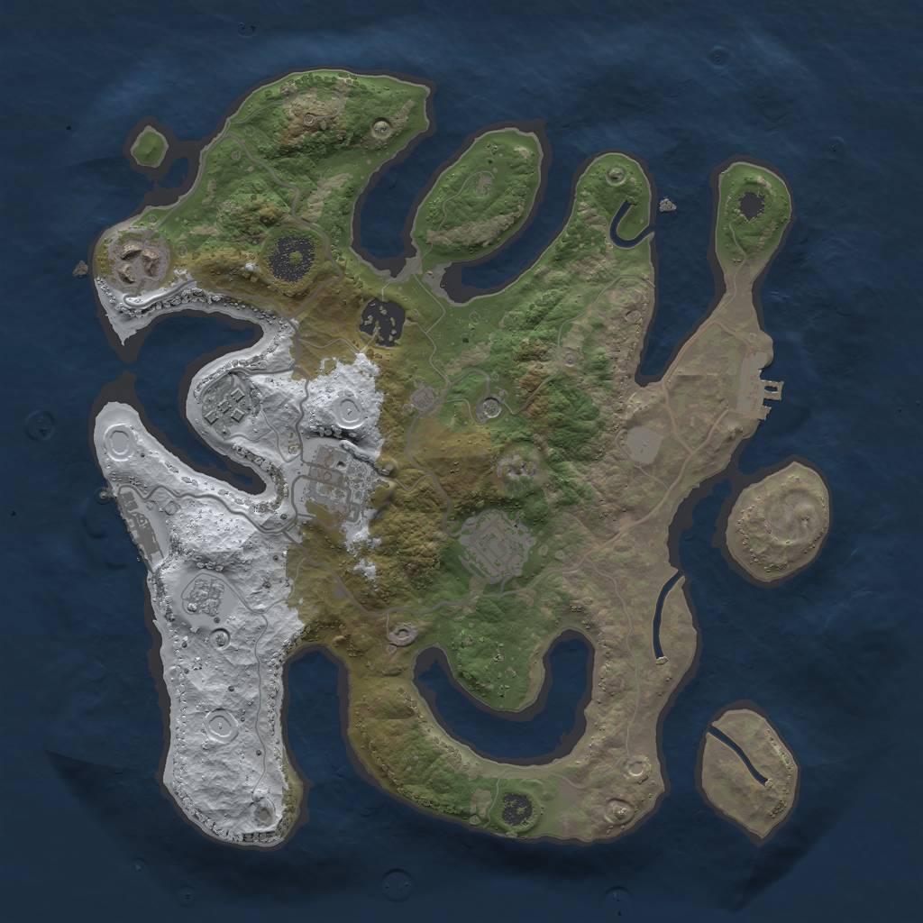 Rust Map: Procedural Map, Size: 3000, Seed: 87345, 14 Monuments