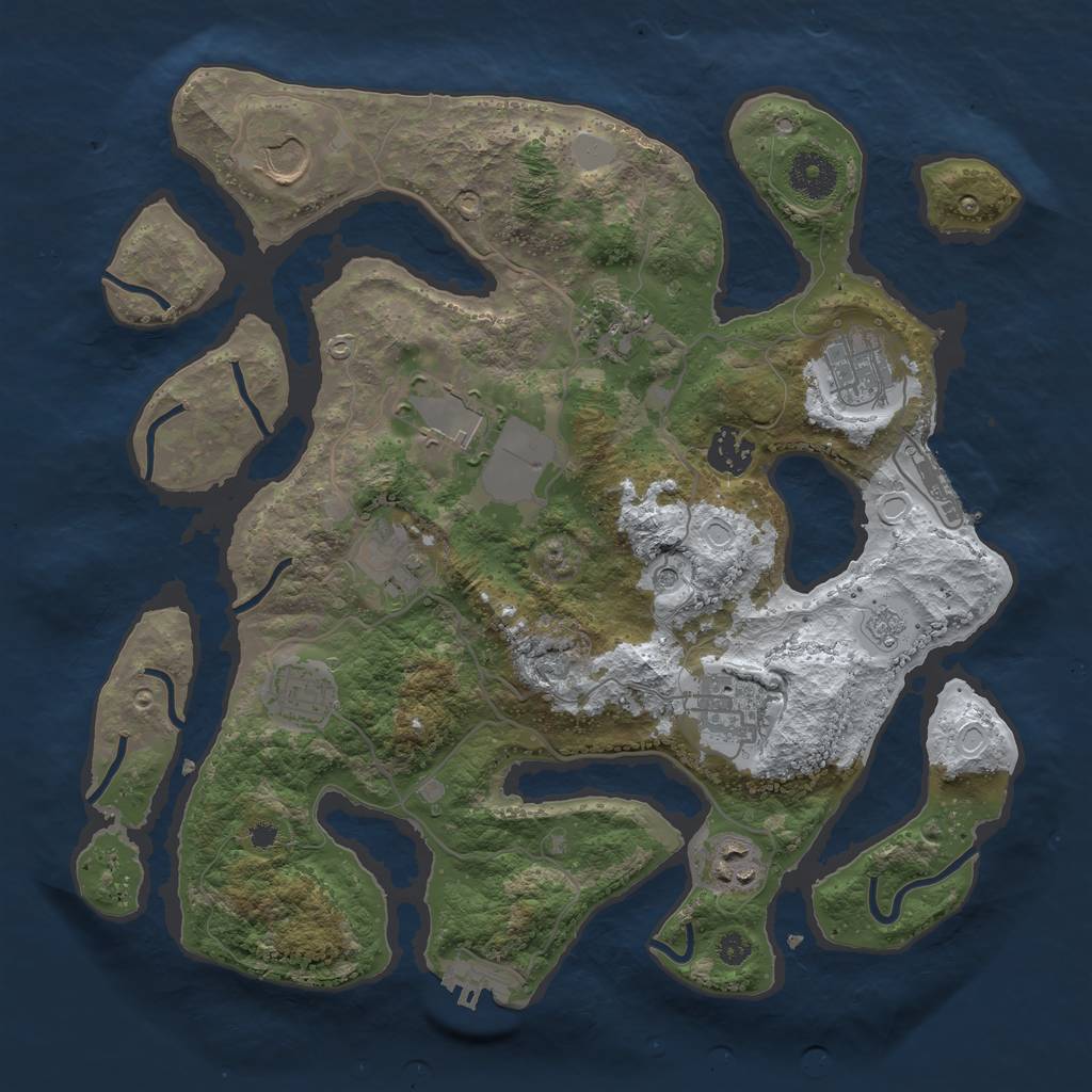 Rust Map: Procedural Map, Size: 3500, Seed: 1150423791, 18 Monuments