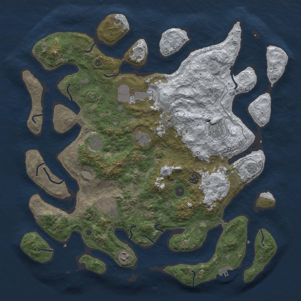Rust Map: Procedural Map, Size: 4500, Seed: 973692415, 16 Monuments