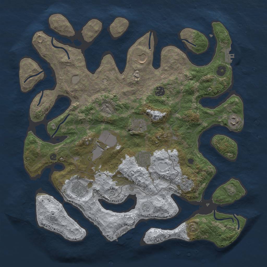 Rust Map: Procedural Map, Size: 4000, Seed: 43262345, 17 Monuments
