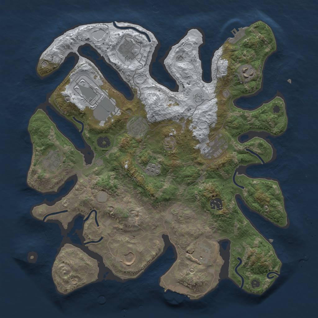 Rust Map: Procedural Map, Size: 3700, Seed: 3410716, 19 Monuments