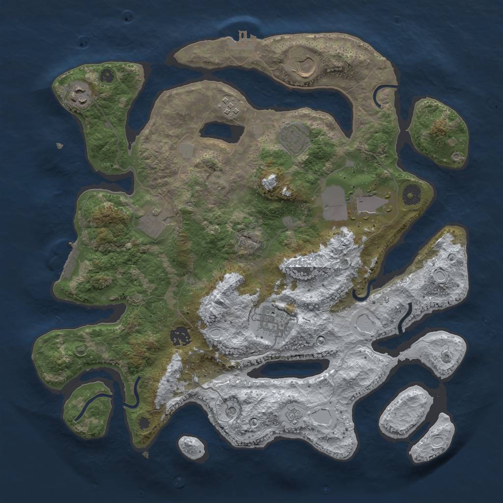 Rust Map: Procedural Map, Size: 3750, Seed: 868616386, 17 Monuments