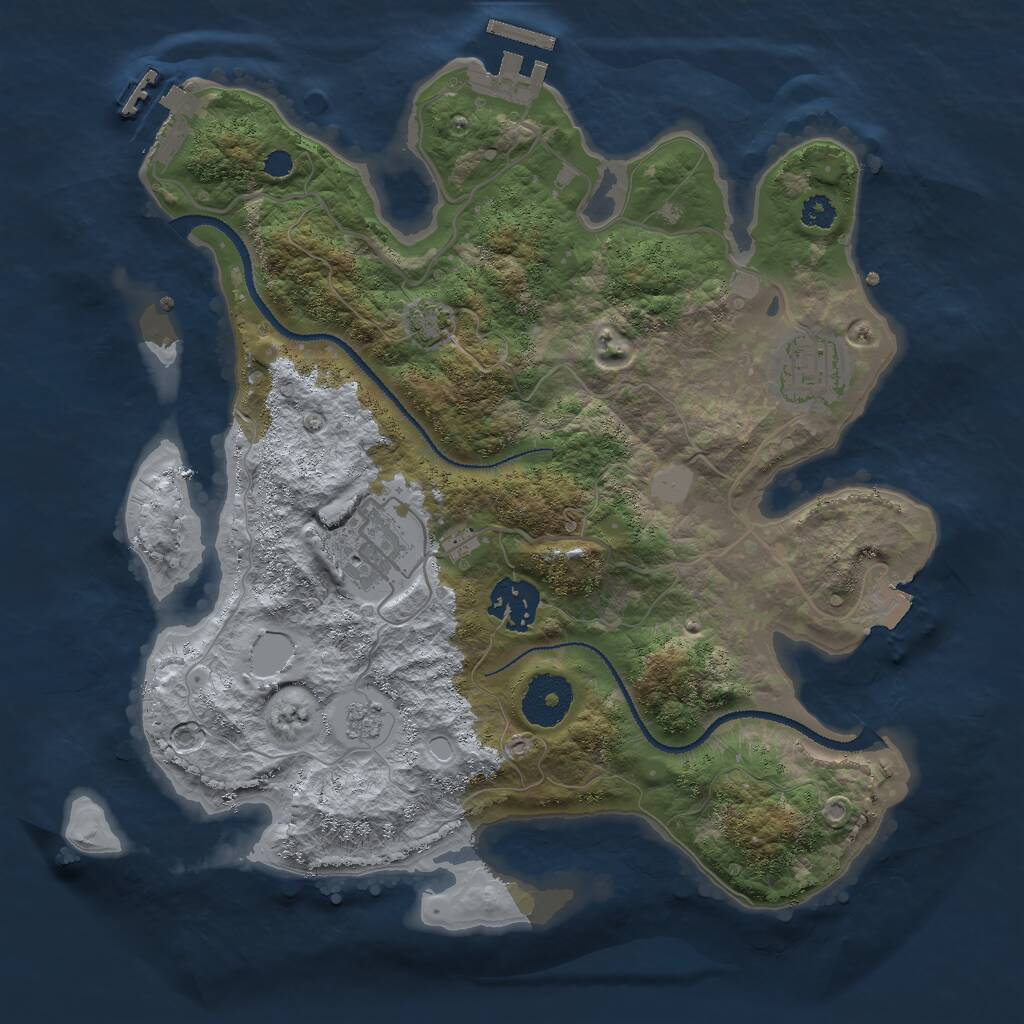 Rust Map: Procedural Map, Size: 3000, Seed: 898985194, 8 Monuments