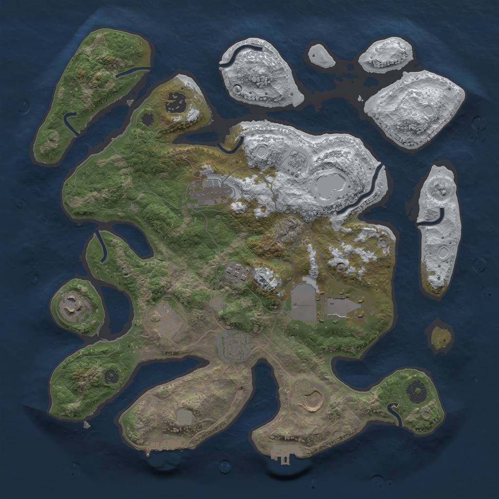 Rust Map: Procedural Map, Size: 3500, Seed: 92648534, 16 Monuments