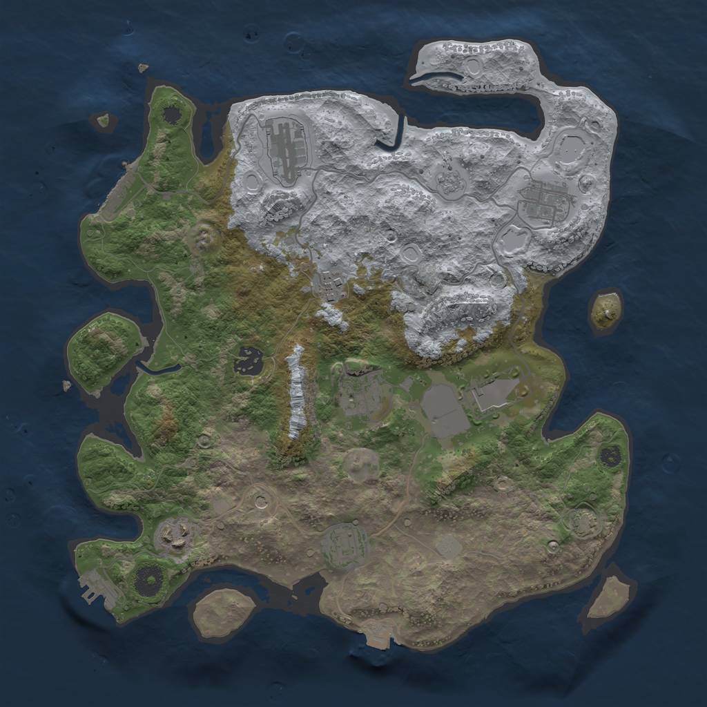 Rust Map: Procedural Map, Size: 3500, Seed: 13825, 16 Monuments