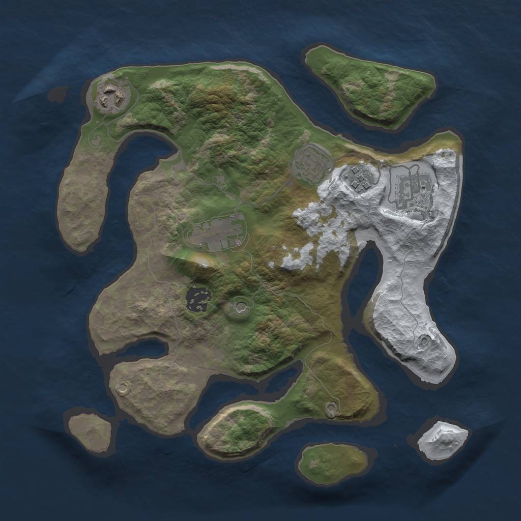 Rust Map: Barren, Size: 3000, Seed: 1528372234, 9 Monuments