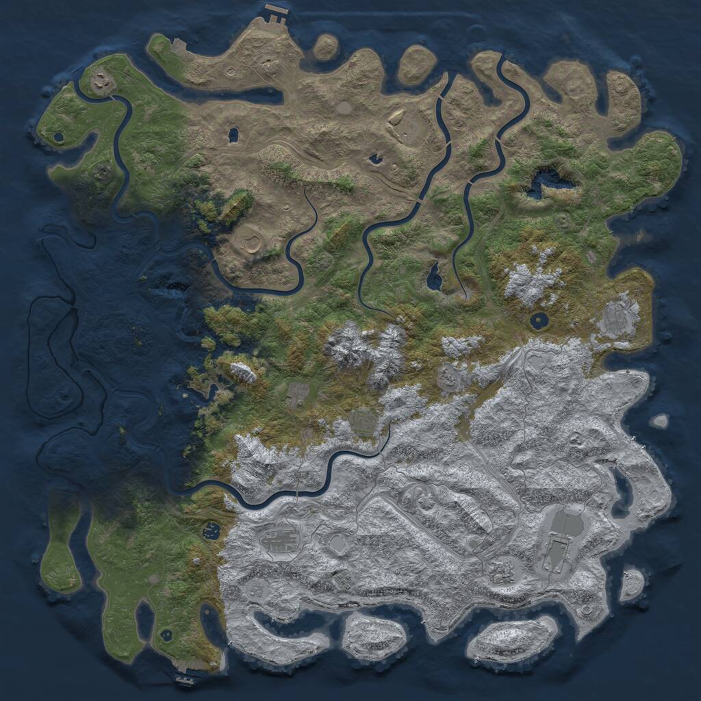 Rust Map: Procedural Map, Size: 6000, Seed: 10398432, 17 Monuments