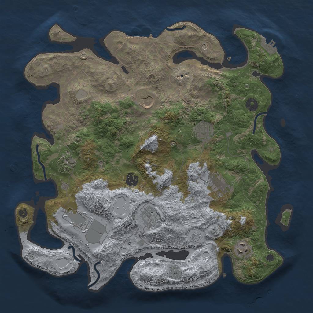 Rust Map: Procedural Map, Size: 3700, Seed: 1629610273, 16 Monuments