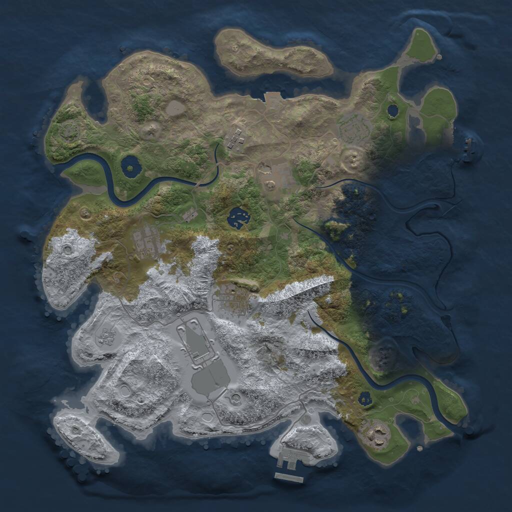 Rust Map: Procedural Map, Size: 3600, Seed: 222, 14 Monuments