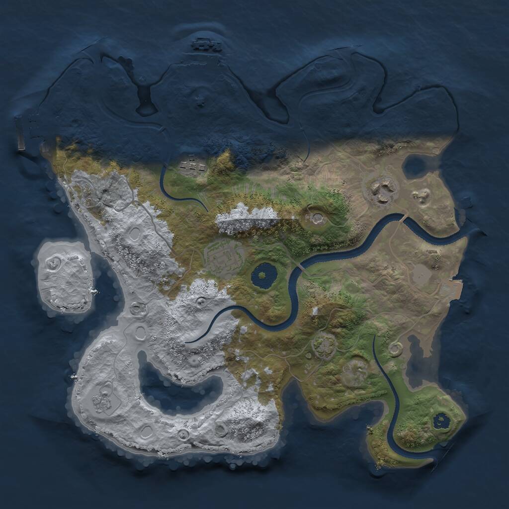 Rust Map: Procedural Map, Size: 3000, Seed: 2436381, 9 Monuments