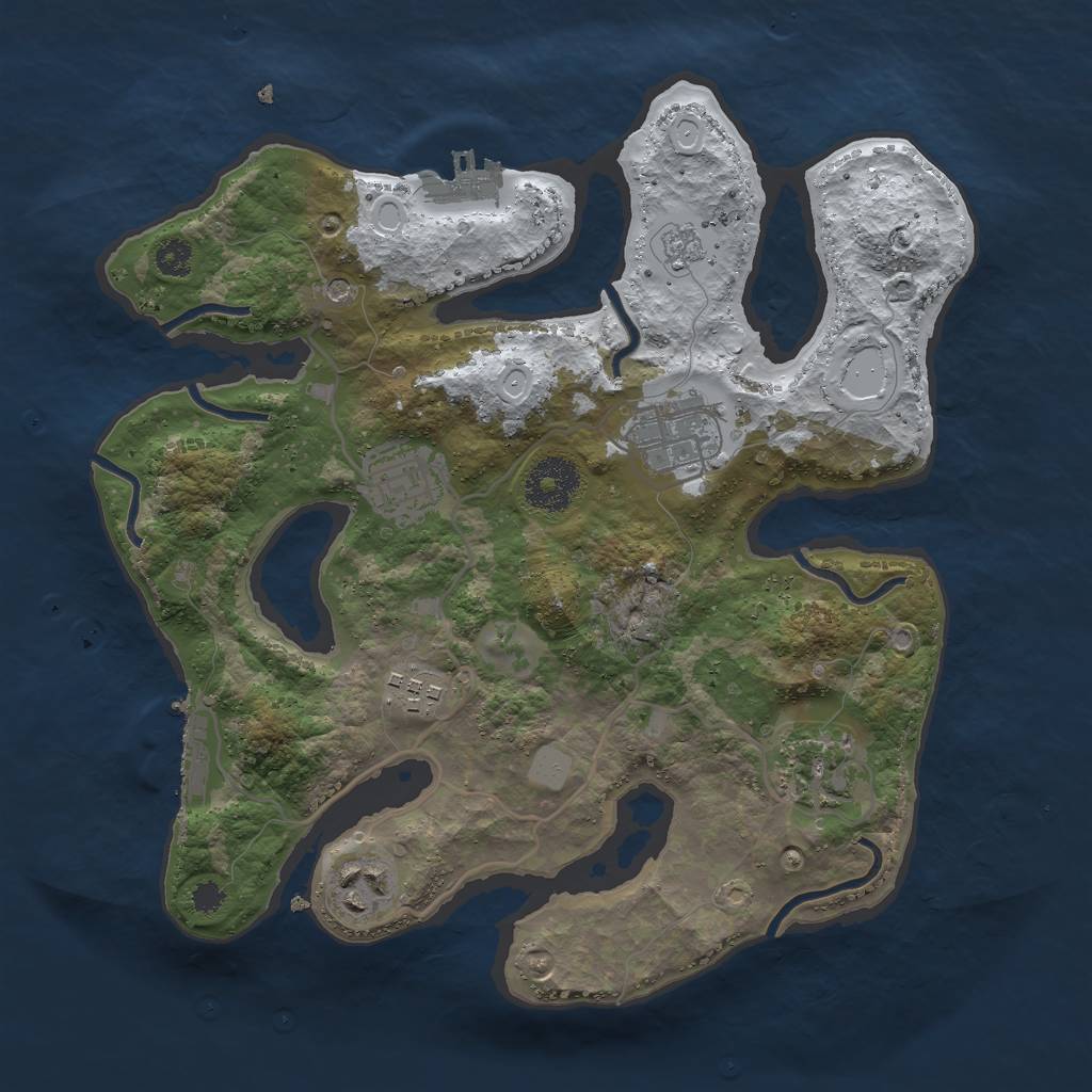 Rust Map: Procedural Map, Size: 3000, Seed: 25587876, 14 Monuments