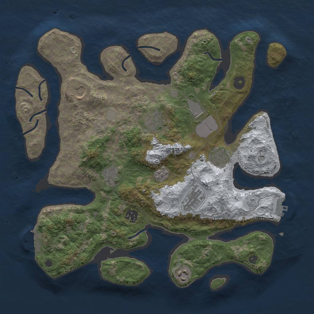 Rust Map: Procedural Map, Size: 3700, Seed: 1308914, 18 Monuments