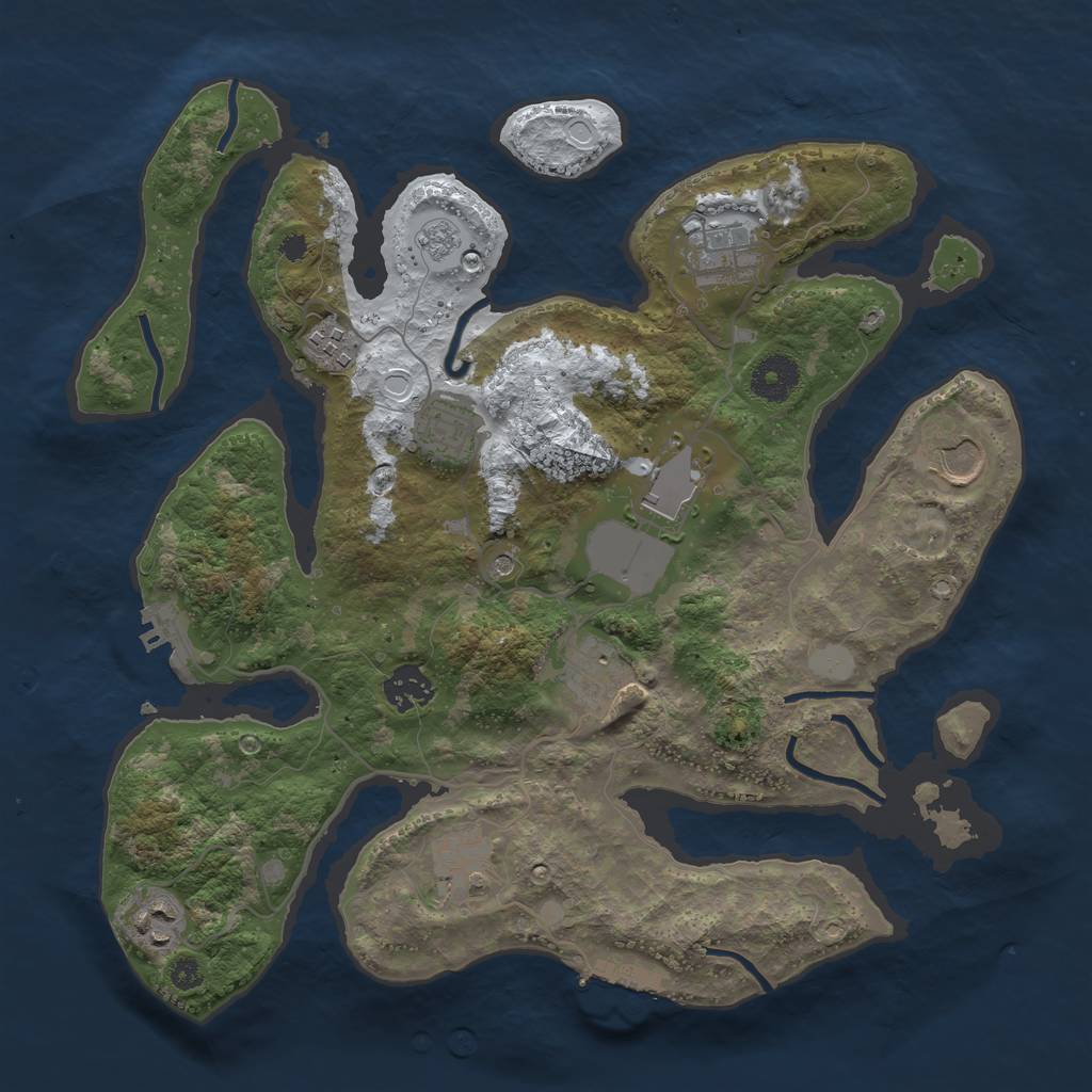 Rust Map: Procedural Map, Size: 3500, Seed: 8826, 18 Monuments