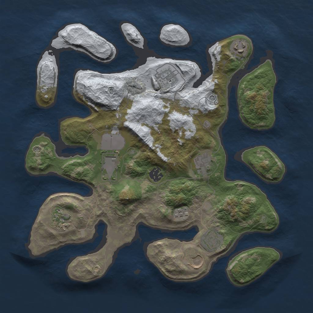 Rust Map: Barren, Size: 3500, Seed: 6851, 12 Monuments