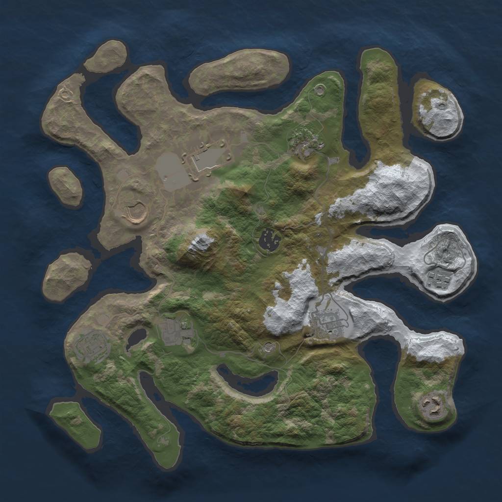 Rust Map: Barren, Size: 3500, Seed: 3473853, 12 Monuments