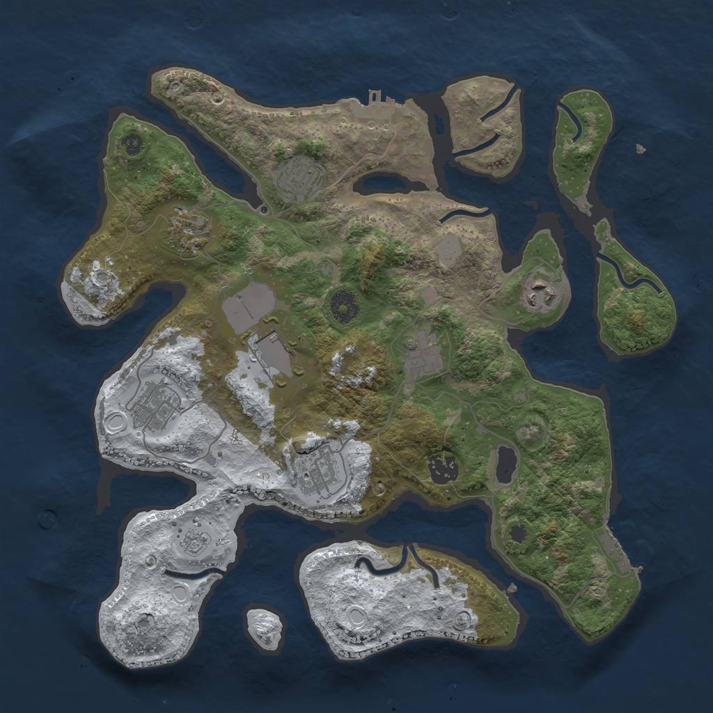 Rust Map: Procedural Map, Size: 3500, Seed: 1376546874, 16 Monuments